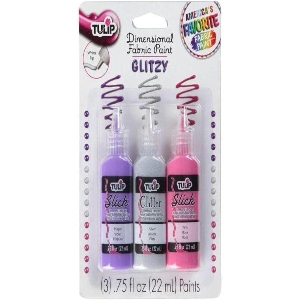 Tulip Dimensional Fabric Paint Unisex 3pk Purple Silver Pink NWT Glitzy 3pc Set